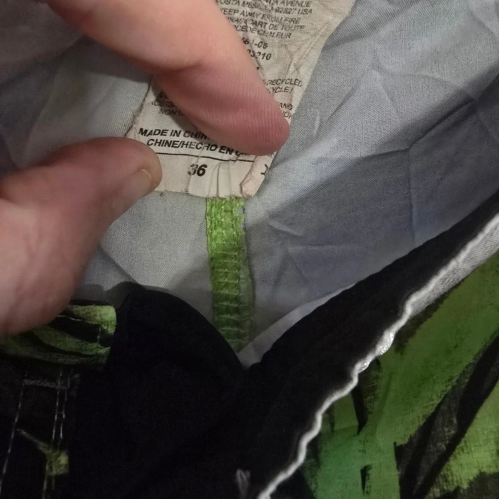Hurley Board‎ Shorts Mens 36 Neon Green Black Palm Leaf Print Swim Trunks